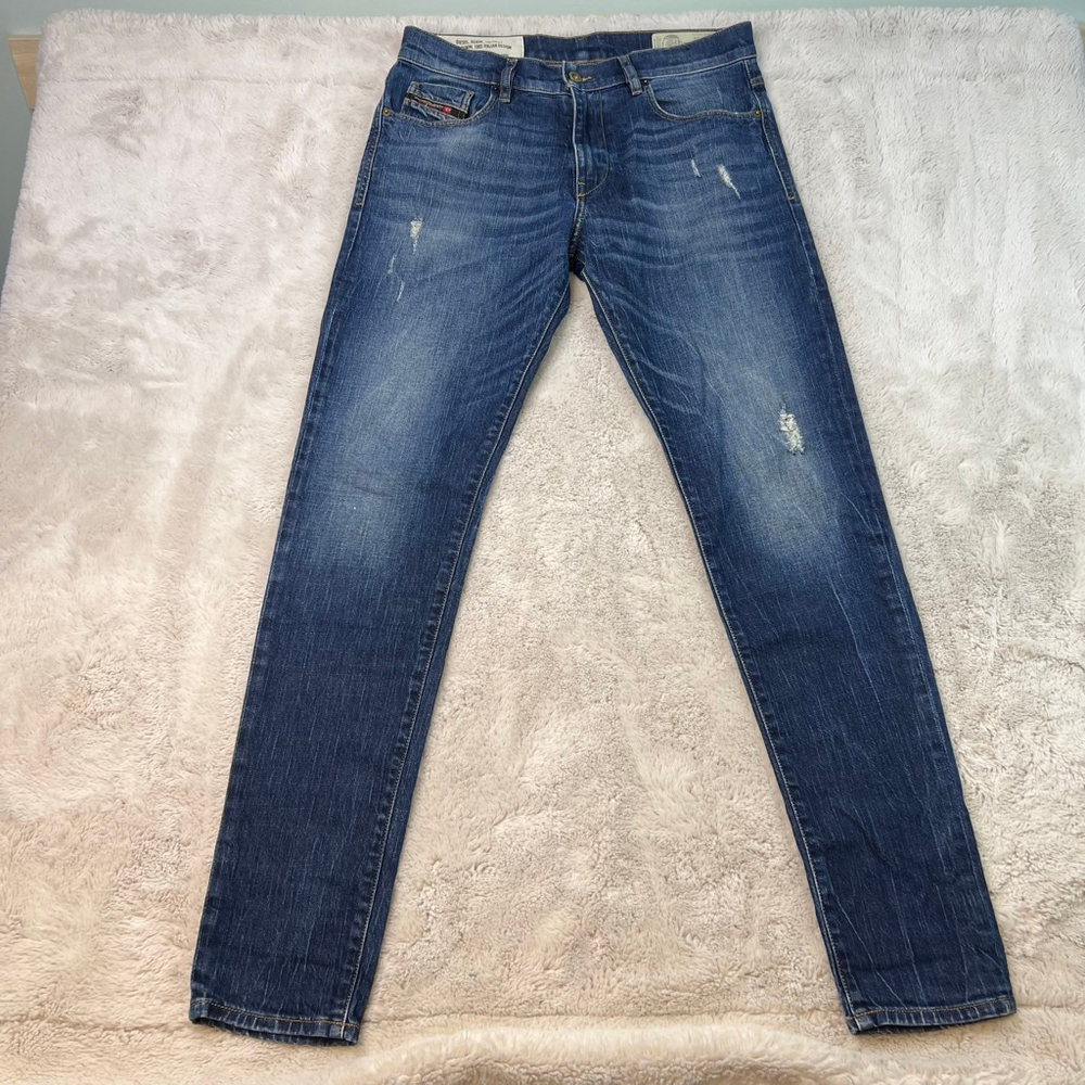 Diesel D-Strukt Jeans 33x34 Mens Blue Faded Taperd Designer Denim Stretch